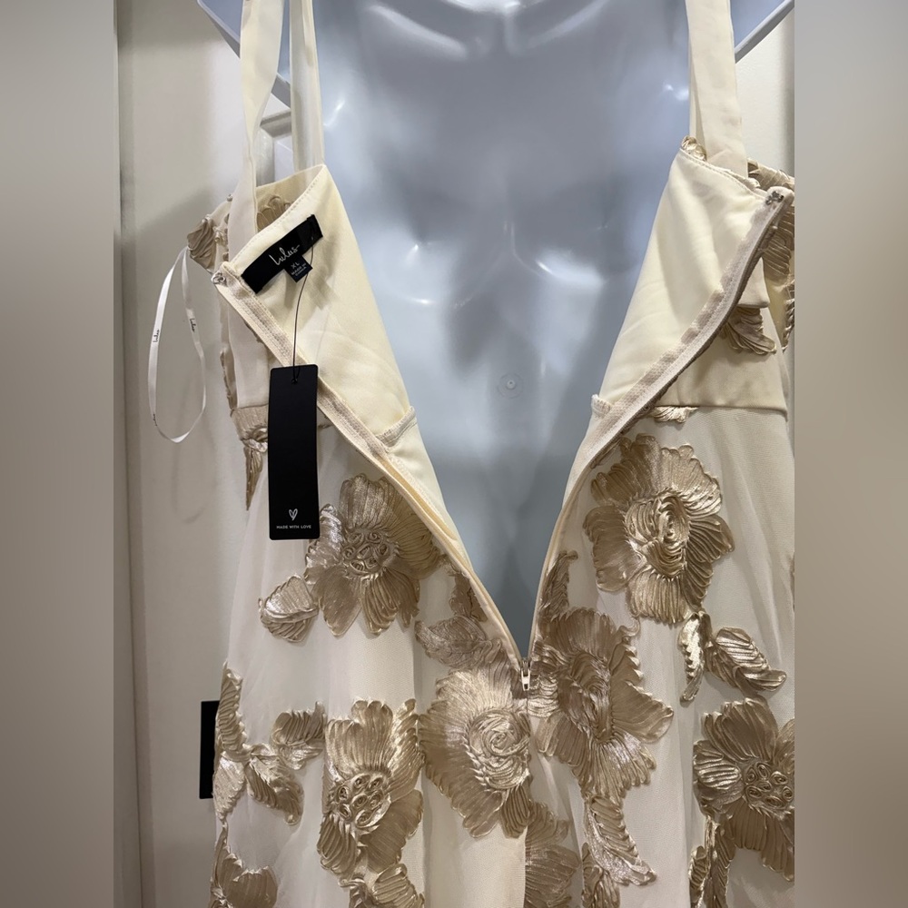 🆕🆕 Lulus Truly Inspiring Ivory Mesh Floral Mini Dress Size XL Prom Wedding Party - Picture 8 of 16